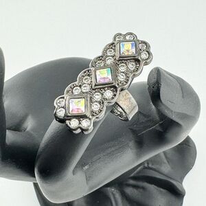 Vintage Aurora Borealis Crystal Rhinestone Adjustable Ring Gatsby Regency Retro